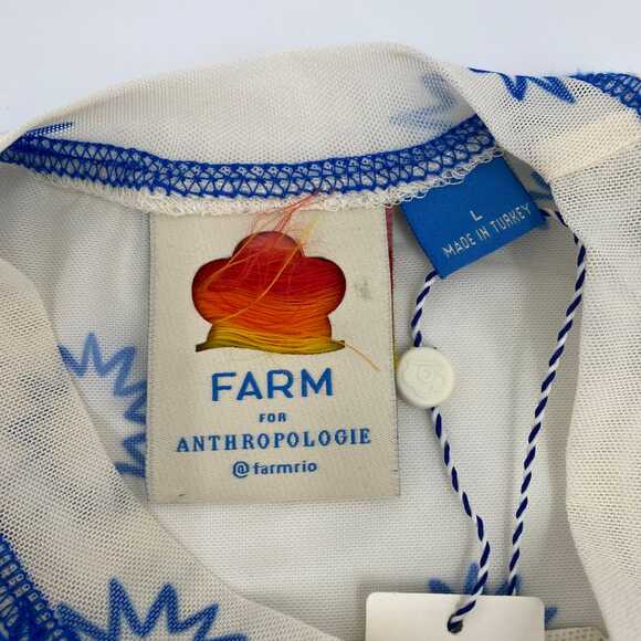 FARM Rio Cream Blue Tropical Print Maxi Dress | Size L - Picture 3 of 9